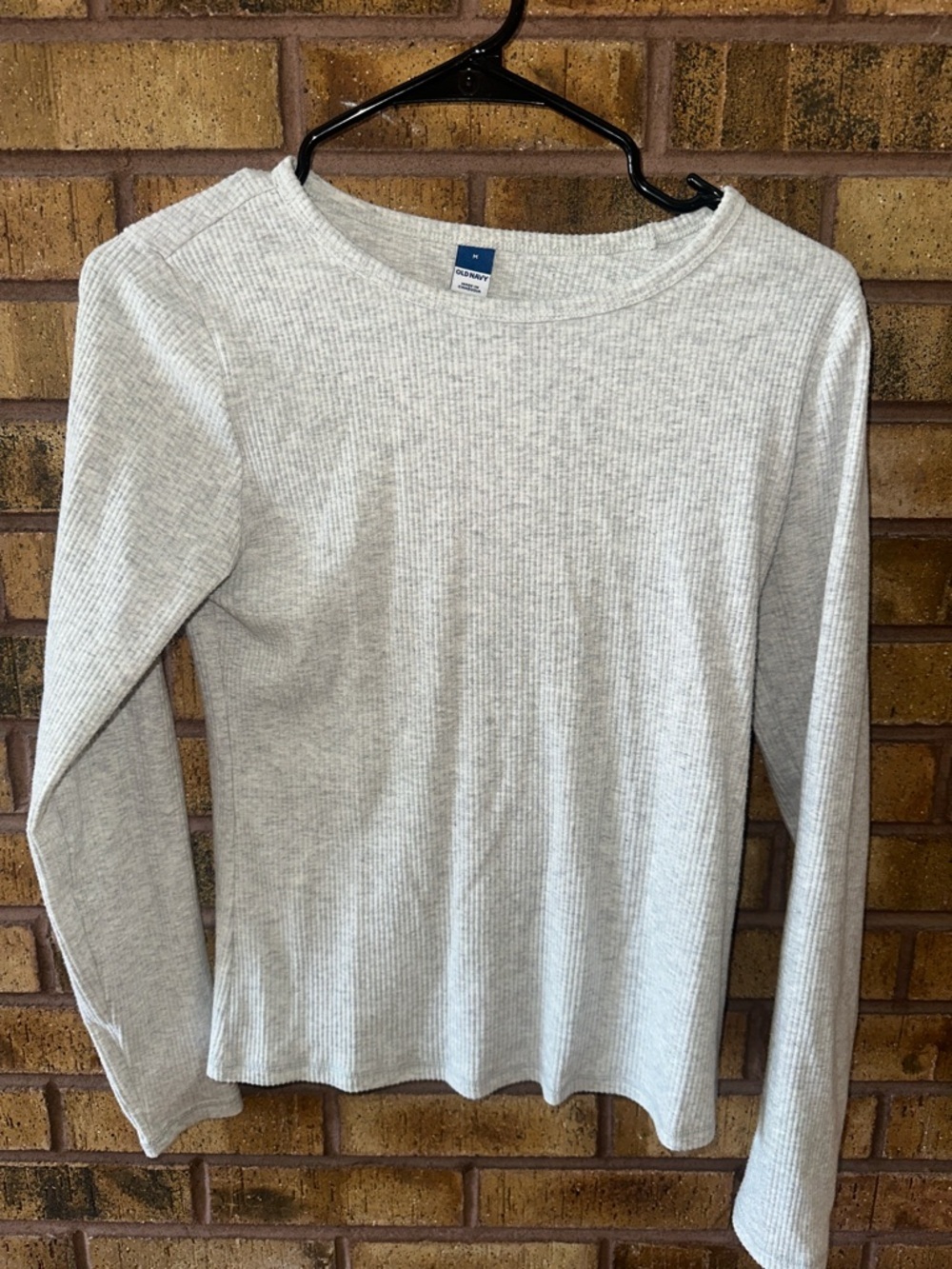 Old Navy Light Heather Gray Ribbed Crew Neck Shirt
